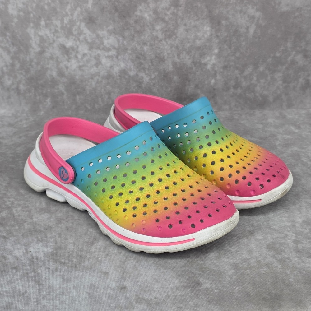Skechers Foamies Go Walk 5 Pink Tie Dye Girls Kids Size 2 Slip On Clog Shoes